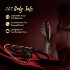 Temptasia Ardor – Adjustable Silicone Collar and Leash Set - Black and Gold with Bowtie Detail > Bondage Gear > Collars & Leashes