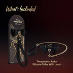 Temptasia Ardor – Adjustable Silicone Collar and Leash Set - Black and Gold with Bowtie Detail > Bondage Gear > Collars & Leashes
