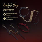 Temptasia Ardor – Adjustable Silicone Collar and Leash Set - Black and Gold with Bowtie Detail > Bondage Gear > Collars & Leashes