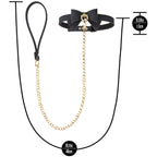 Temptasia Ardor – Adjustable Silicone Collar and Leash Set - Black and Gold with Bowtie Detail > Bondage Gear > Collars & Leashes