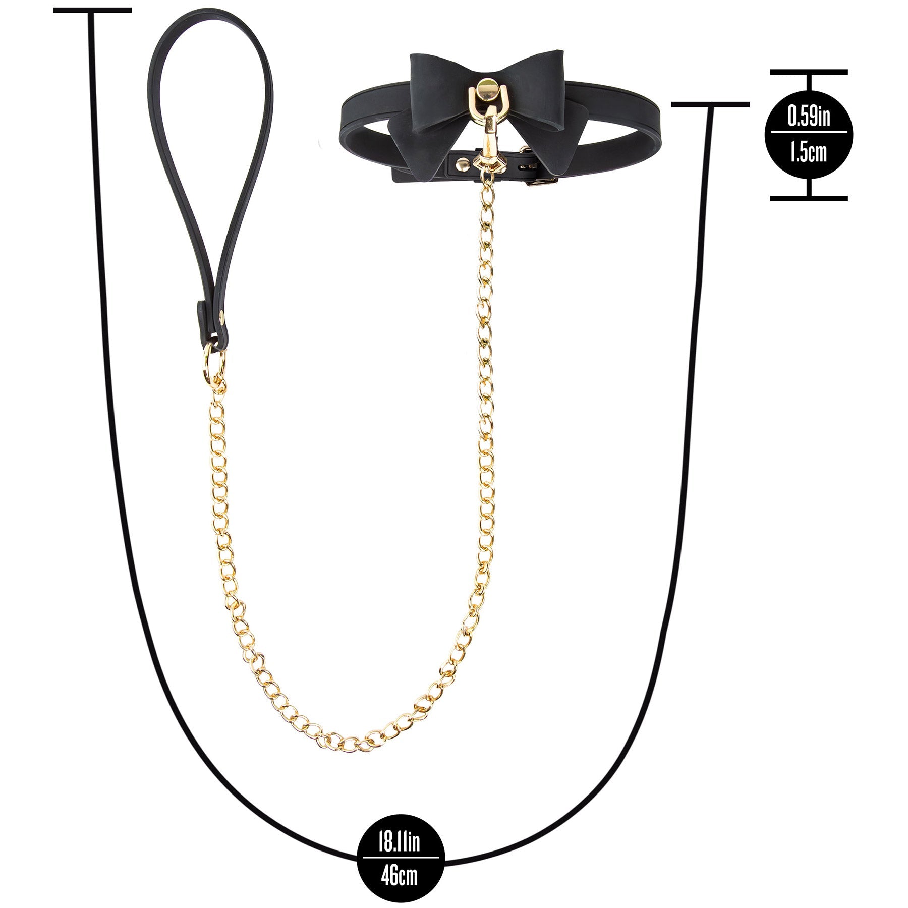 Temptasia Ardor – Adjustable Silicone Collar and Leash Set - Black and Gold with Bowtie Detail > Bondage Gear > Collars & Leashes
