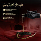 Temptasia Ardor – Adjustable Silicone Collar and Leash Set - Black and Gold with Bowtie Detail > Bondage Gear > Collars & Leashes