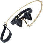 Temptasia Ardor – Adjustable Silicone Collar and Leash Set - Black and Gold with Bowtie Detail > Bondage Gear > Collars & Leashes