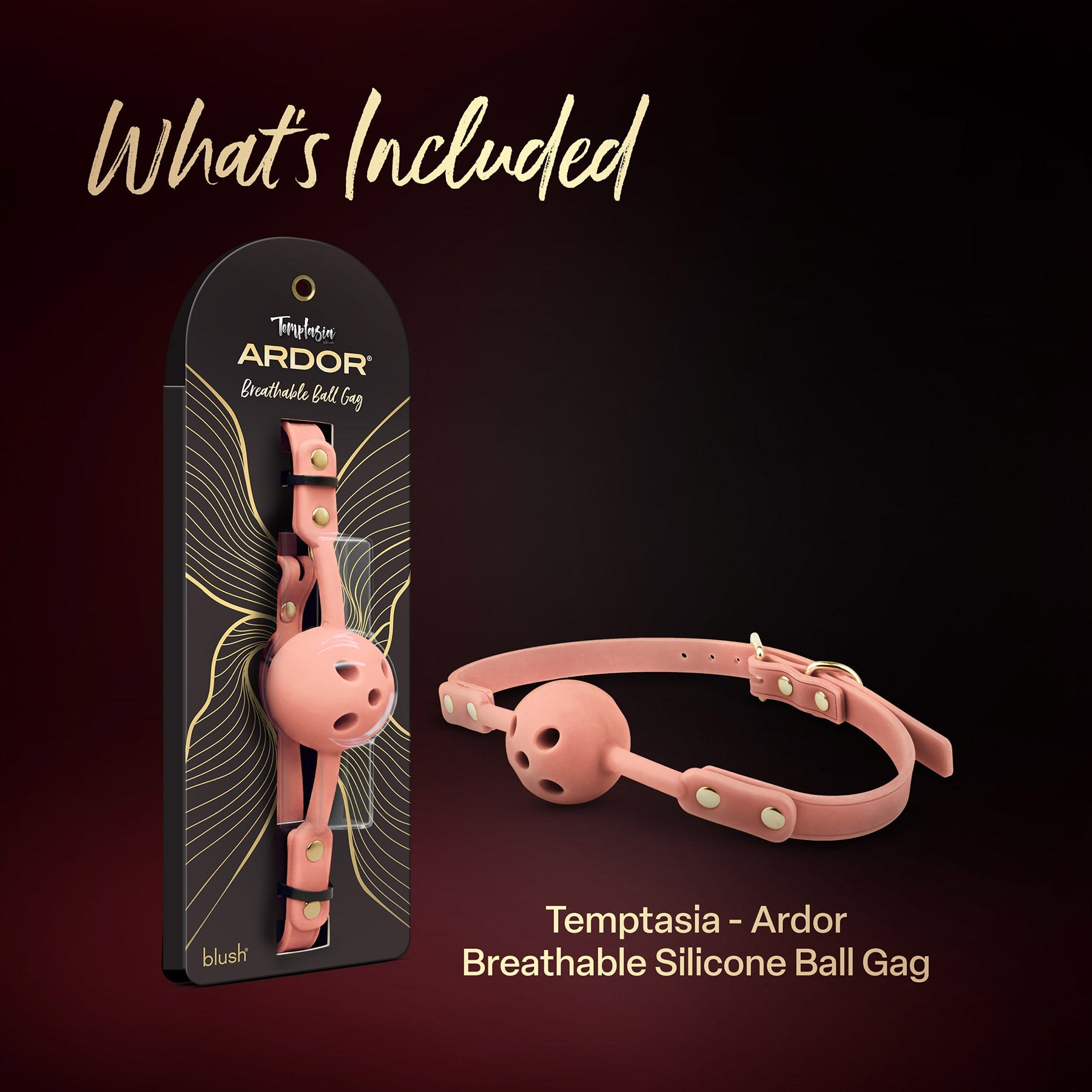 Temptasia Ardor – Breathable Silicone Ball Gag with Adjustable Strap - Pink > Bondage Gear > Gags and Bits
