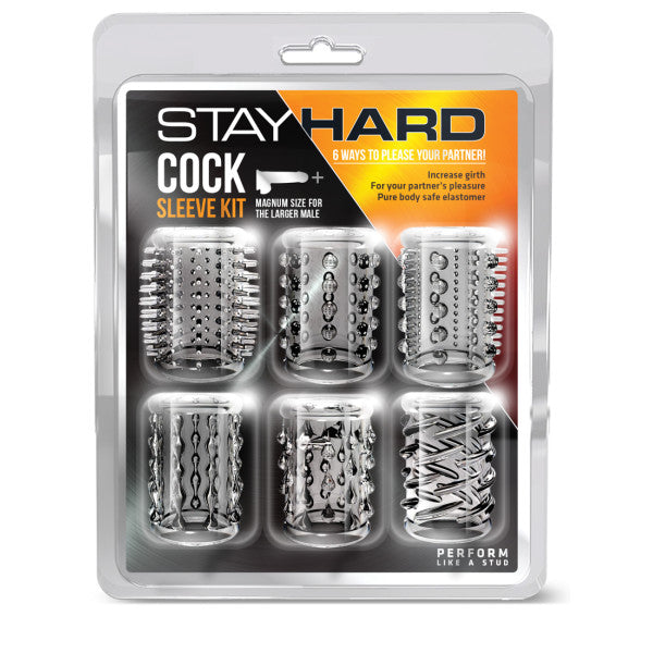 Stay Hard Cock Sleeve Kit Six Pack Penis Sleeves for Enhanced Pleasure and Performance Clear SLEEVES