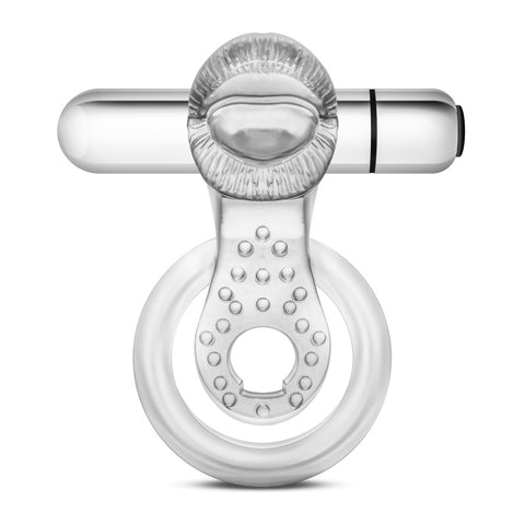 Stay Hard 10 Function Vibrating Tongue Ring Clear 2.5 Inch COCK RINGS Sling