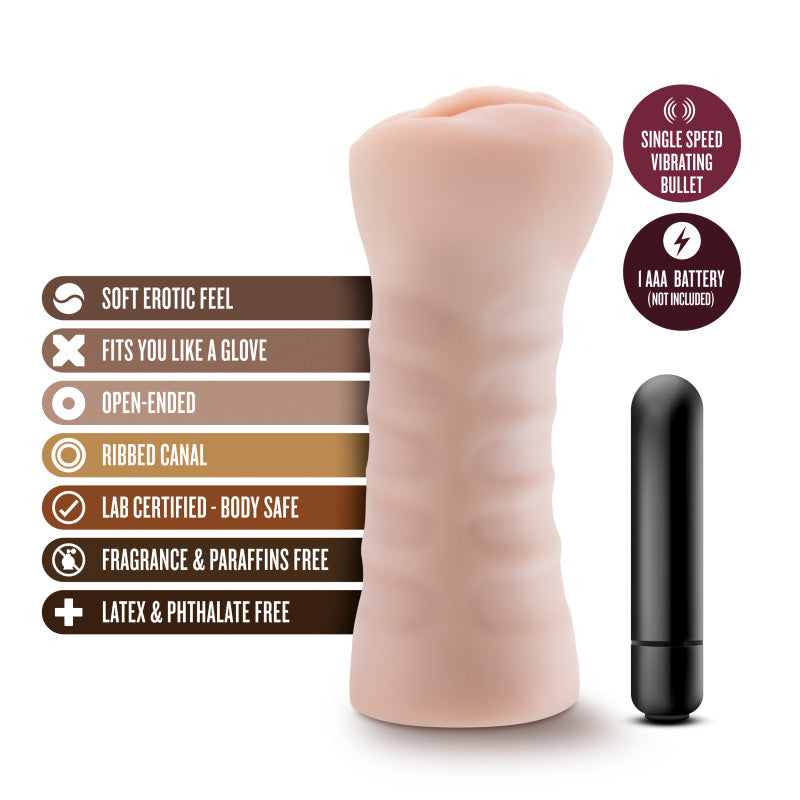 M for Men Ashley Vanilla Soft Vibrating Masturbator > Sex Toys For Men > Masturbators > Vibrating
