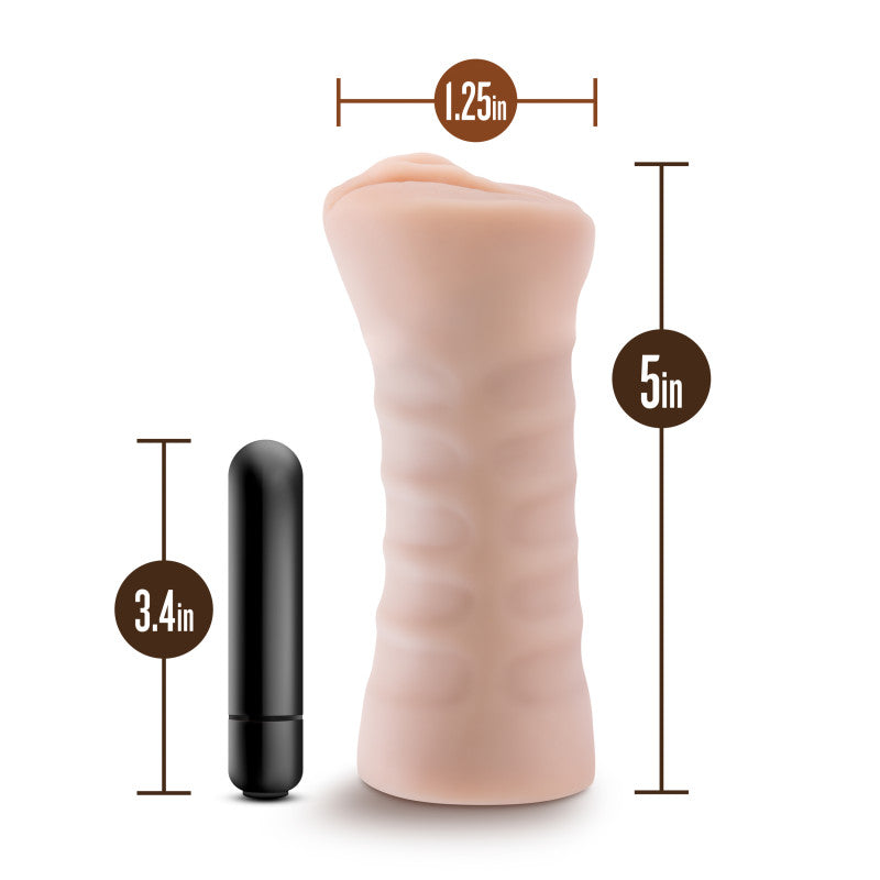 M For Men Rain Vanilla Realistic Vibrating Sleeve Toy Strokers - Manual