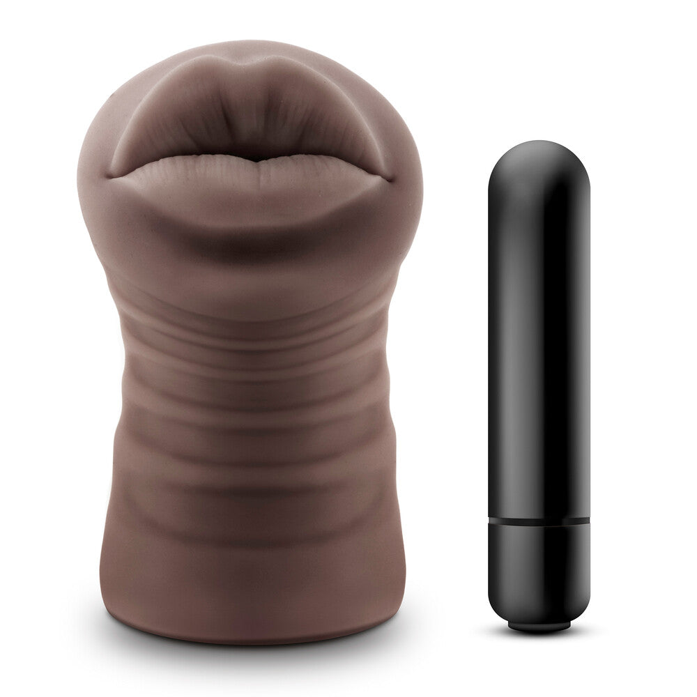 Hot Chocolate Renee Mouth Vibrating Masturbator Brown Strokers - Manual
