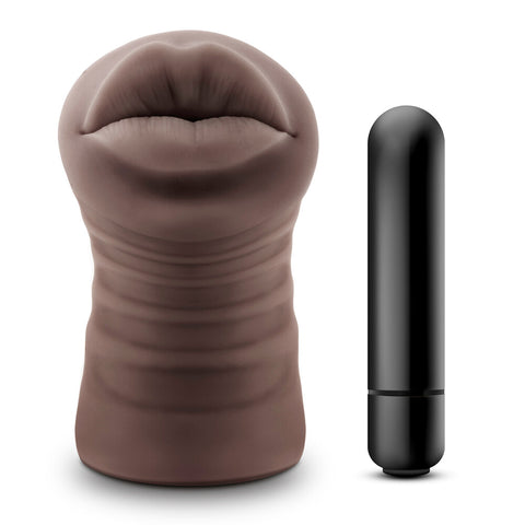 Hot Chocolate Renee Mouth Vibrating Masturbator Brown Strokers - Manual
