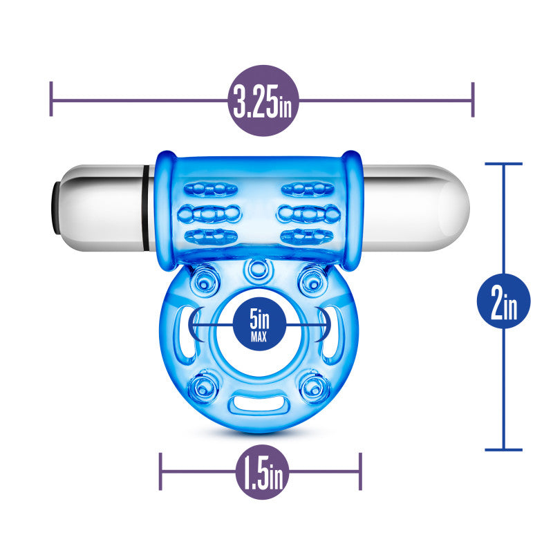 Stay Hard 10 Function Vibrating Bull Ring Blue Cock Rings Vibrating