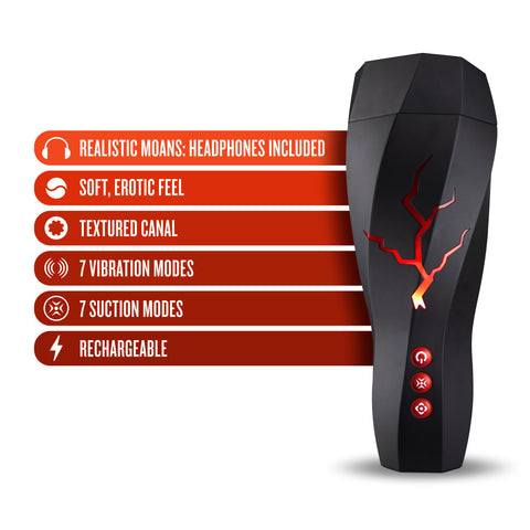 M for Men Storm (White) – Ribbed Masturbator Cup Vibrator with 7 Vibration Functions and Suction > Sex Toys For Men > Masturbators > Vibrating