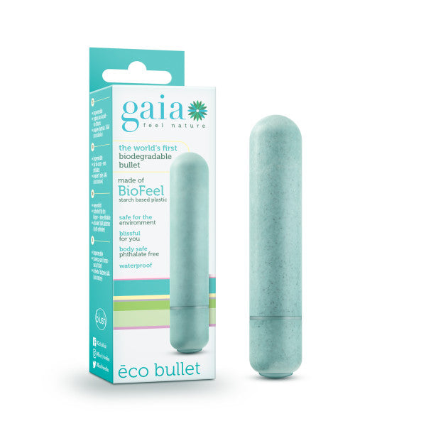 Gaia Eco Bullet (Aqua) – Eco-Friendly 8.9 cm Bullet Vibrator BULLETS