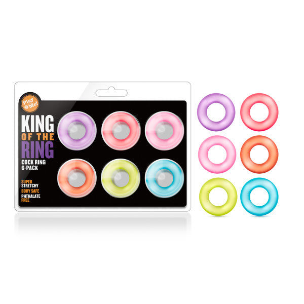 King of the Ring Coloured Cock Rings Set of 6 Multi > Cock Ring > Sets