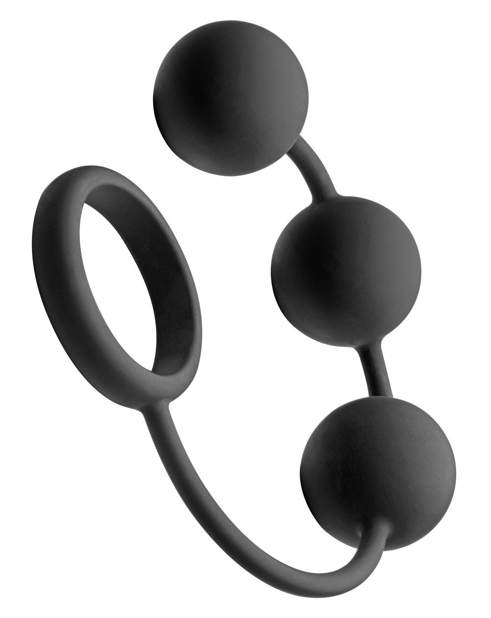 Tom of Finland Silicone Cock Ring with Weighted Anal Balls Black > Anal Range > Anal Beads