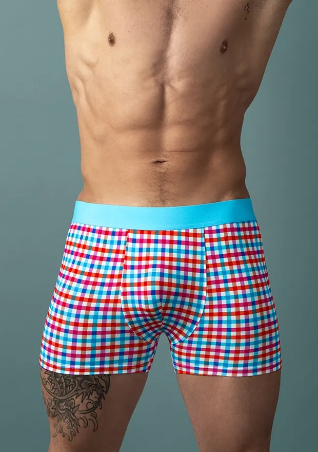Soo Cumfy Gingham Box Briefs – Bamboo Spandex No Roll Waistband - L Multi Large > Clothes > Mens Briefs