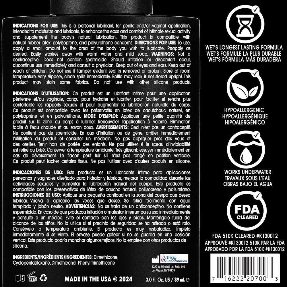 Wet Platinum Luxury Silicone Lubricant 3.1oz – Medical Grade Lubricant > Lube > Silicone