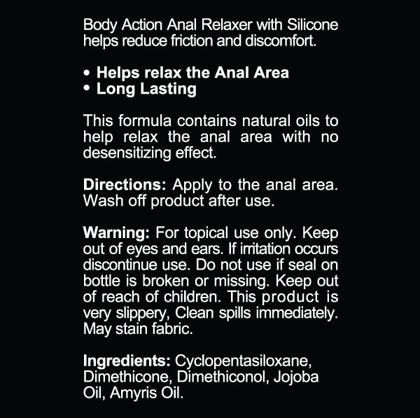 Body Action Anal Relaxer Silicone Lubricant 1.7 Oz Cream > Lube > Anal