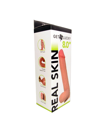 Get Lucky 8 Inch Bendable Real Skin Dildo Light Brown Dongs Realistic