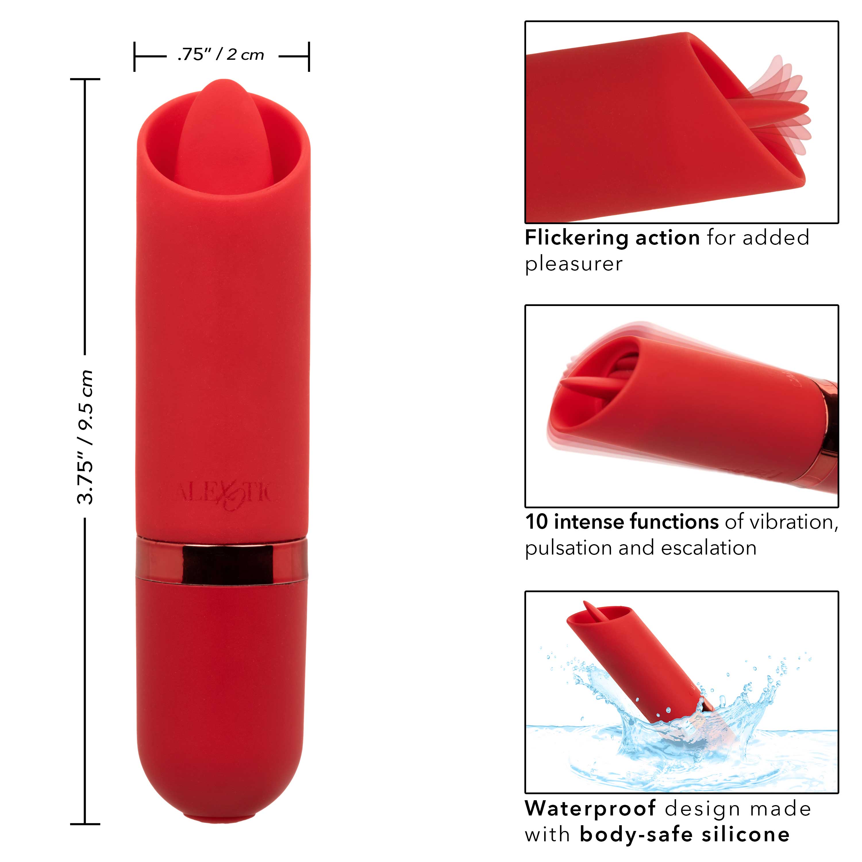 Kyst Flicker Mini (Pink) – Waterproof Mini Massager with Flickering Tongue Tip and 10 Vibration Functions > Vibrators > Finger Vibrators