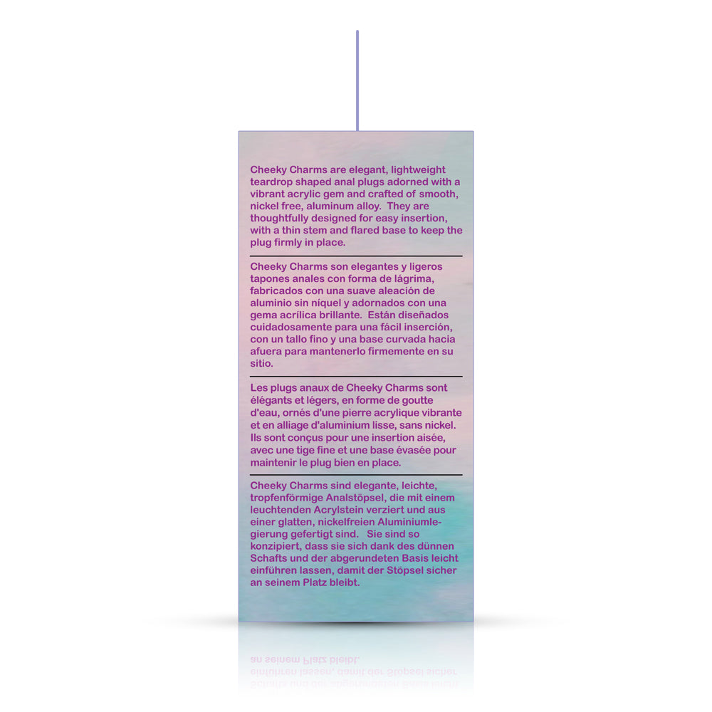 Cheeky Charms Silver Metal Butt Plug with Heart Clear Jewel Medium (8.03cm) > Anal Range > Jewel Butt Plugs