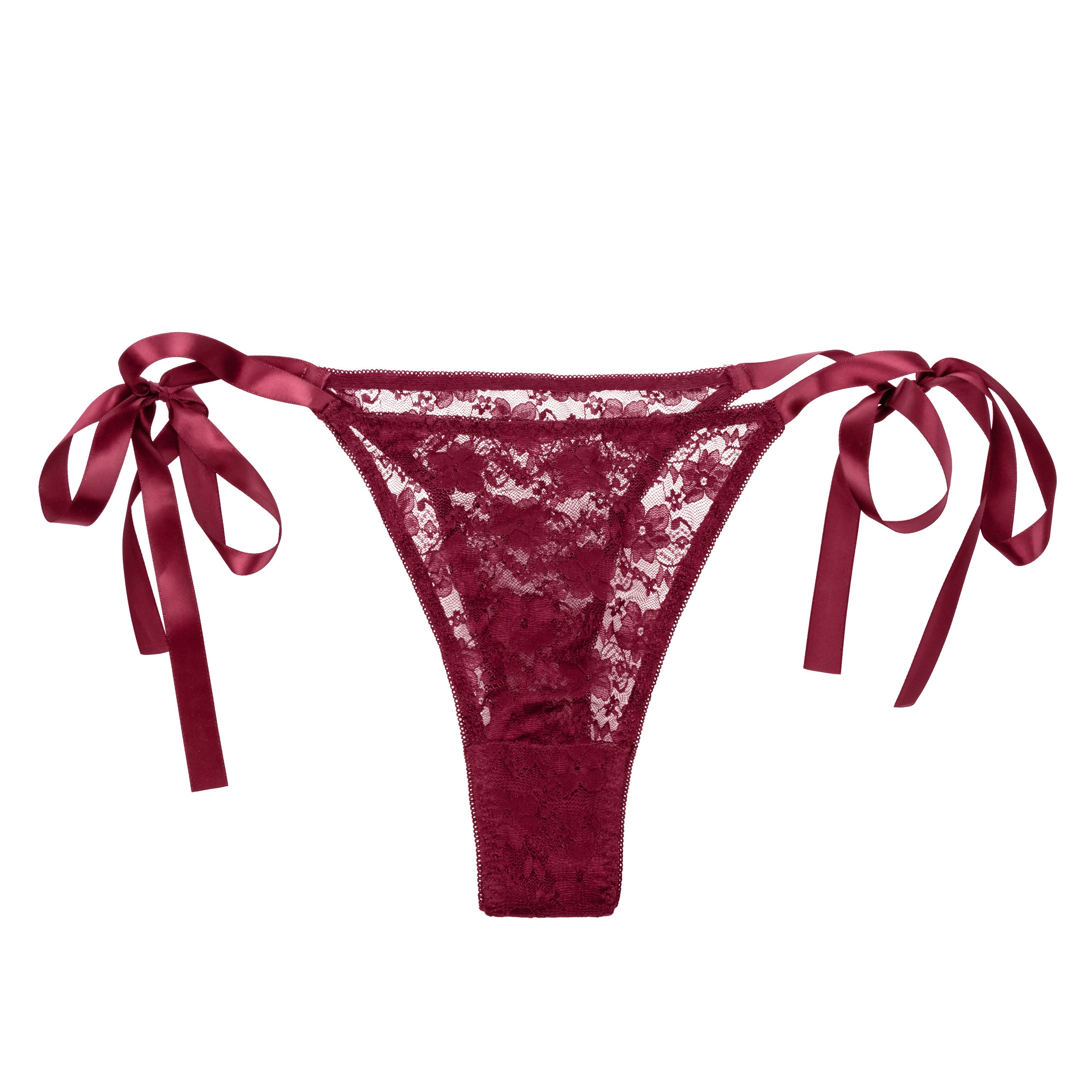 Remote Control Lace Thong Set Burgundy with Mini Vibrator Panty Vibrators