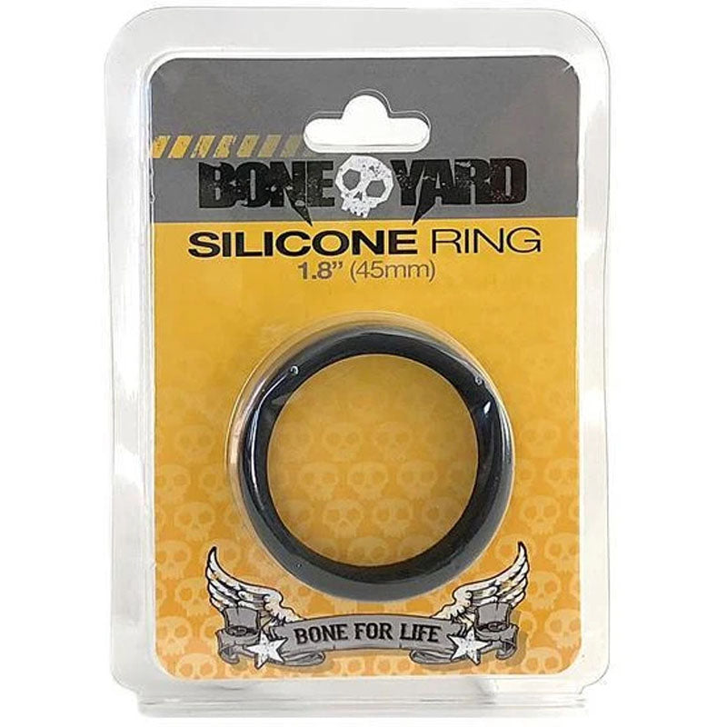 Boneyard Silicone Ring 45mm in Black - Comfortable and Durable Adult Sex Toy Black Cockrings