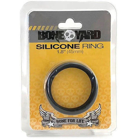 Boneyard Silicone Ring 45mm in Black - Comfortable and Durable Adult Sex Toy Black Cockrings