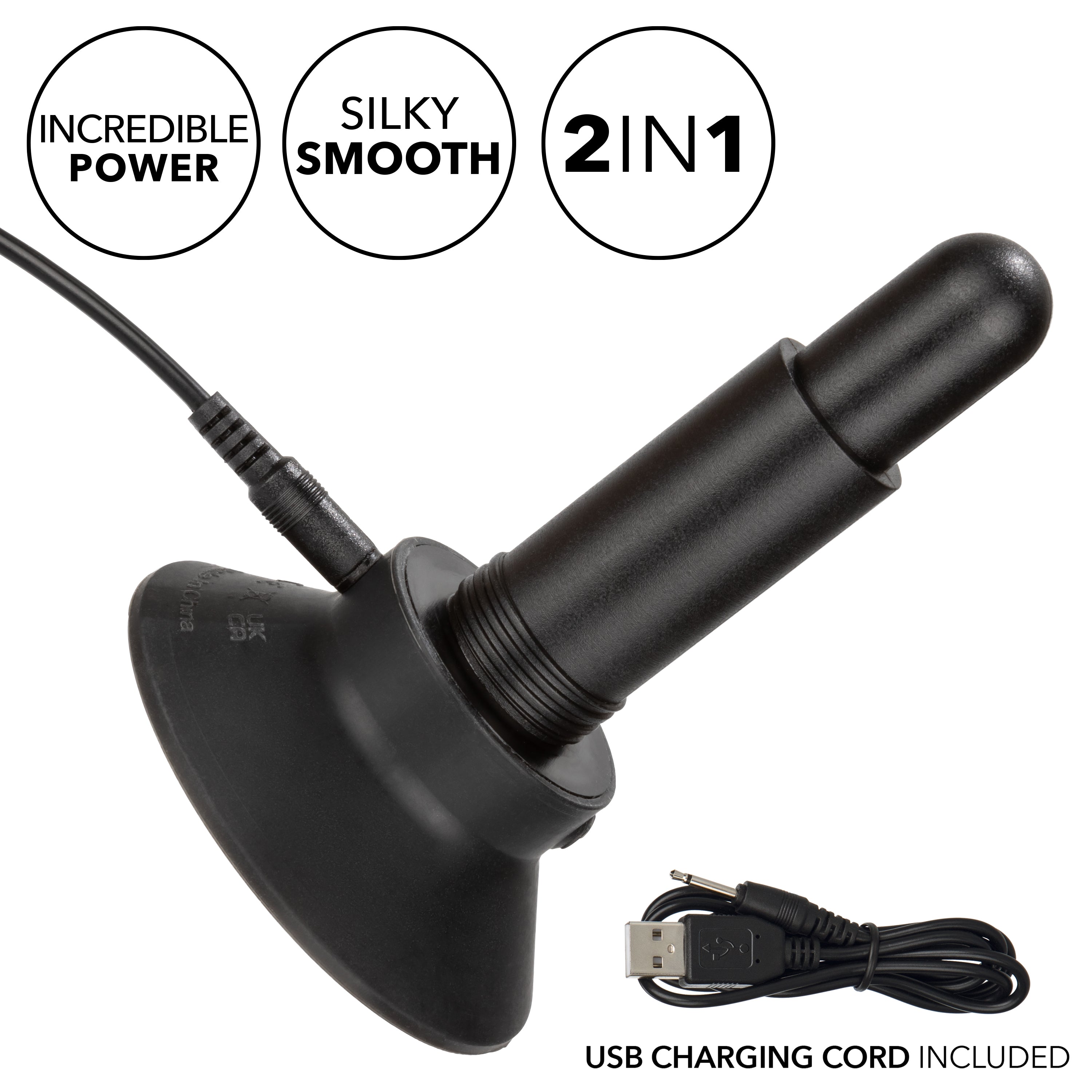 Eclipse Interchangeable Probe Black Silicone Vibrating Anal Probe Set with 2 Attachments and Suction Cup Base Butt Plugs - Vibrating