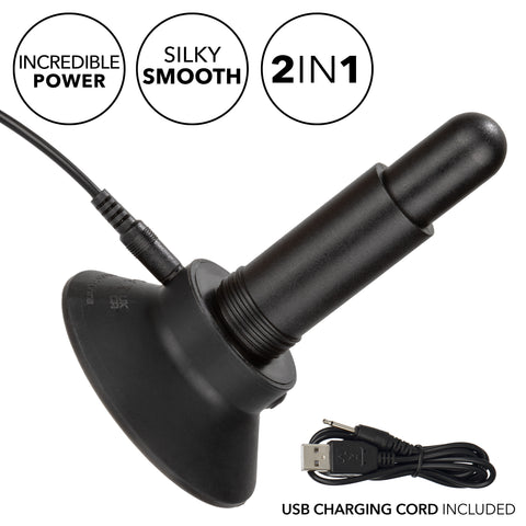 Eclipse Interchangeable Probe Black Silicone Vibrating Anal Probe Set with 2 Attachments and Suction Cup Base Butt Plugs - Vibrating
