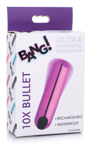 Bang 10X Rechargeable Vibrating Metallic Bullet Purple BULLETS