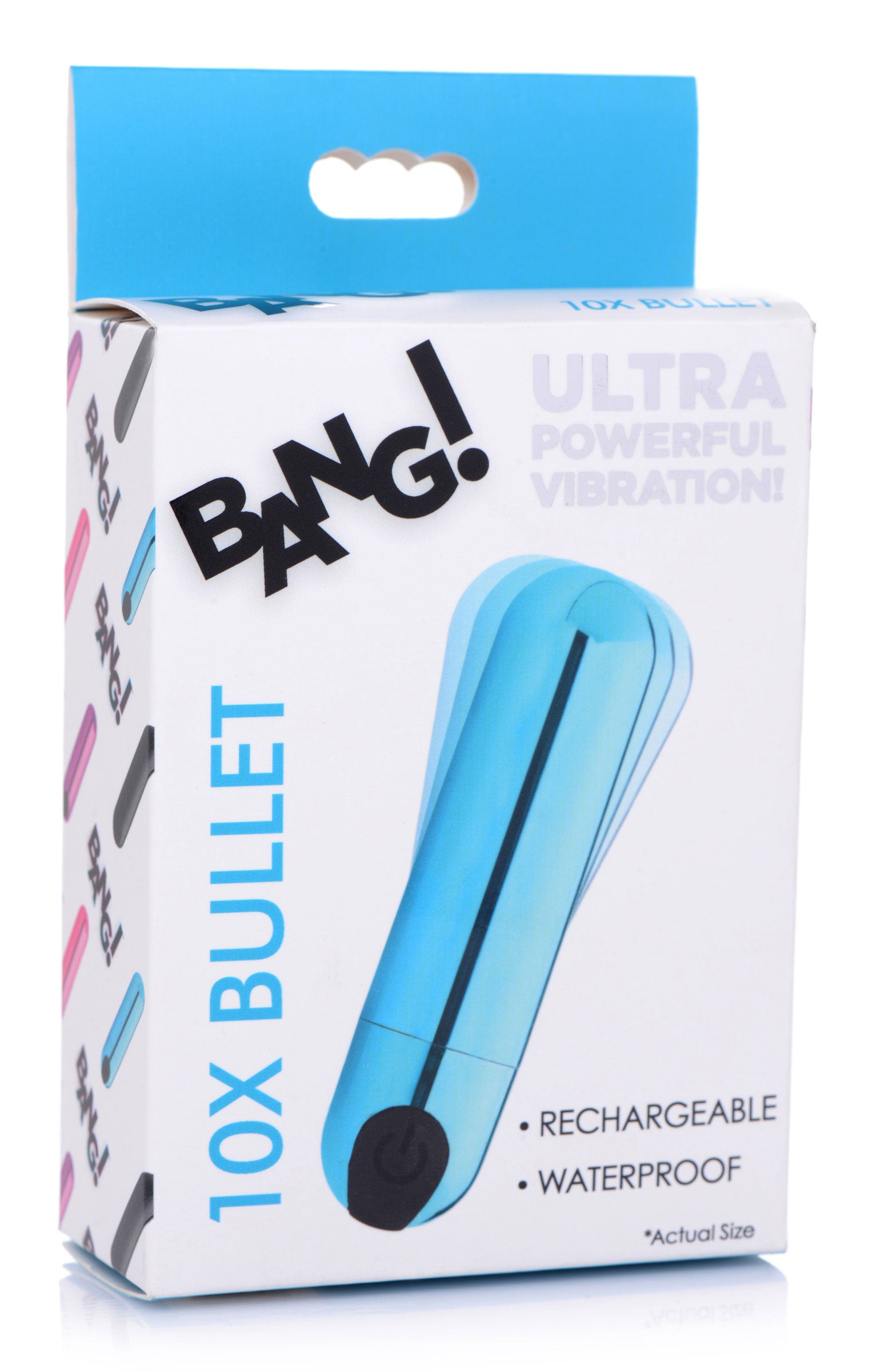 Bang! 10X Rechargeable Vibrating Metallic Bullet Vibrator in Blue BULLETS