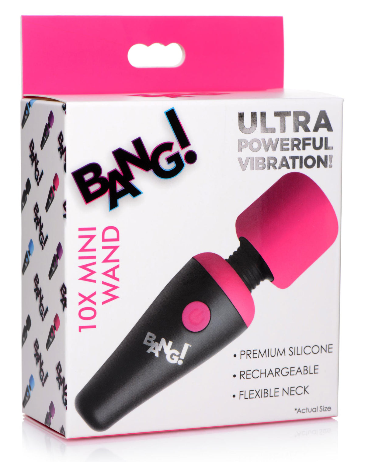 Bang 10X Vibrating Mini Silicone Wand Pink with Flexible Neck and Rechargeable > Sex Toys > Mini Massagers