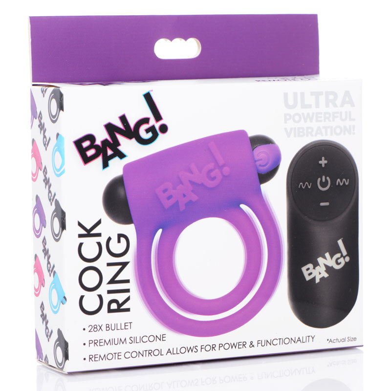 Bang Silicone Cock Ring and Bullet - USB Rechargeable Vibrating Cock Ring with Wireless Remote in Black Cock Rings Vibrating