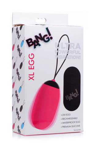 Bang XL Silicone Vibrating Egg 3.1 Inch USB Rechargeable with Remote BULLETS