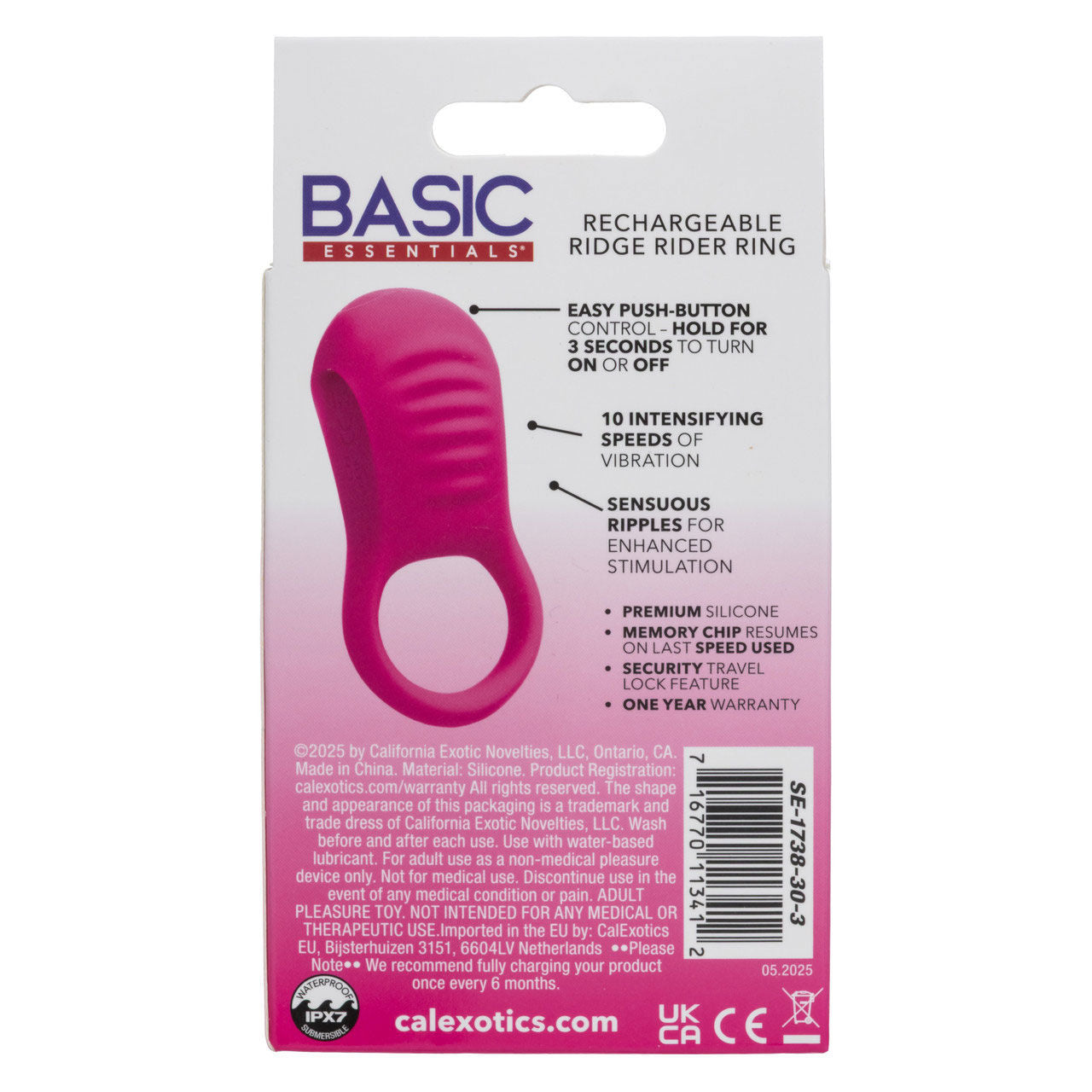 Basic Essentials Ridge Rider Stimulating Ring Pink > Sex Toys > Couples Toys
