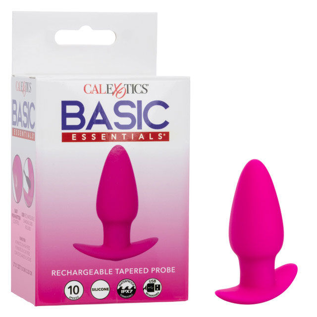 Basic Essentials Tapered Probe (Pink) – Rechargeable 3" Slim Butt Plug > Anal Range > Vibrating Butt Plugs