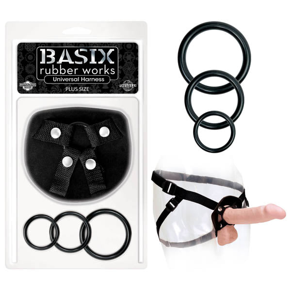Basix Rubber Works Universal Harness - Plus Size Black Harnesses & Strap-Ons