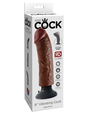 King Cock 8 Inch Vibrating Cock (Brown) – Realistic Vibrator > Vibrators > Realistic Vibrators