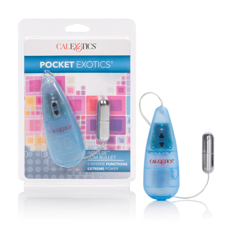 Pocket Exotics Impulse Slim Bullet Personal Massager Vibrator Blue BULLETS
