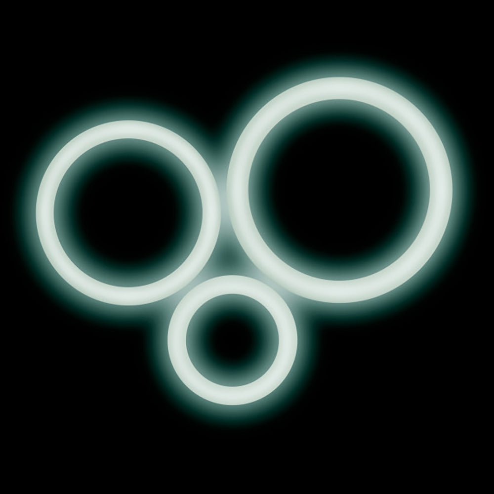 Performance Silicone Cock Ring 3 Pc Set White Glow COCK RING Set