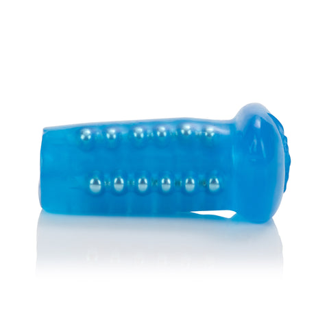 Beaded Masturbator with Silver Stroker Beads for Extra Stimulation Strokers - Manual