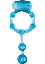Macho Blue Stretchy Jelly Cock Ring with Vibrating Stimulator > Cock Ring > Vibrating