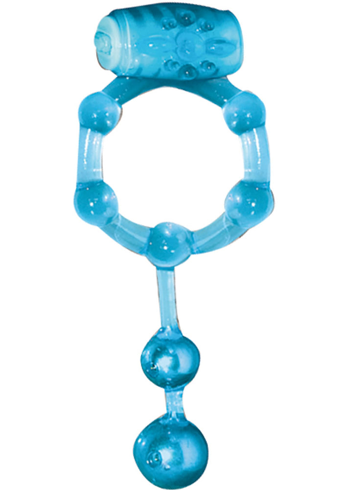Macho Blue Stretchy Jelly Cock Ring with Vibrating Stimulator > Cock Ring > Vibrating