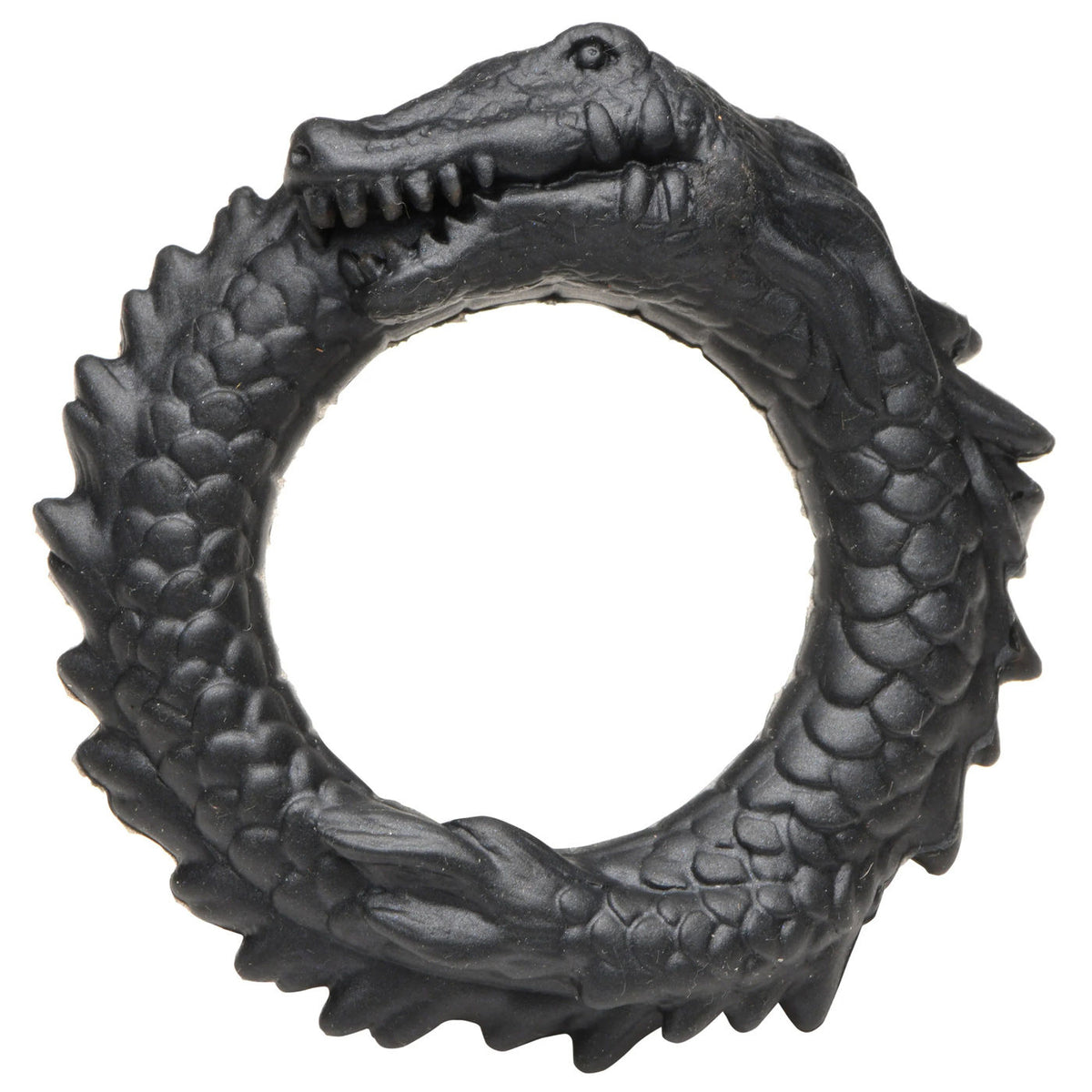 Black Caiman Silicone Cock Ring With Ridges And Stretch Fit > Cock Ring > Single