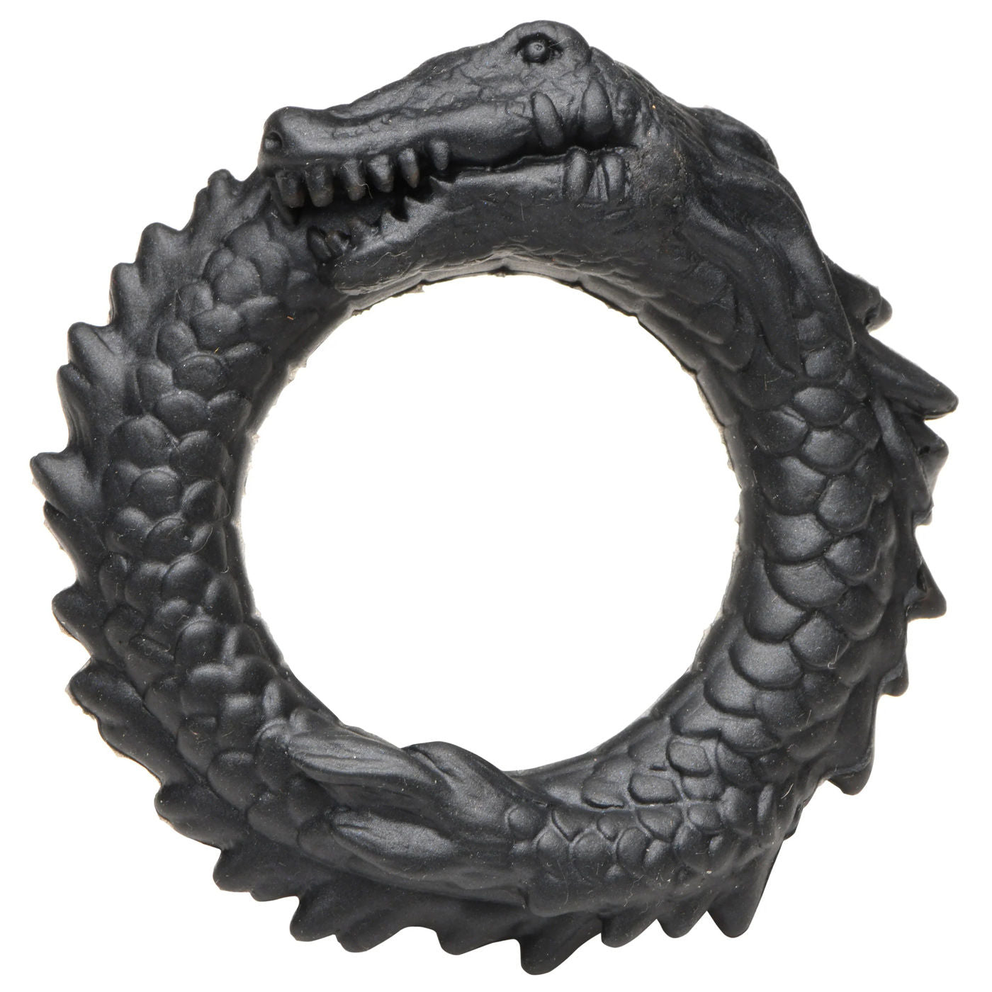 Black Caiman Silicone Cock Ring With Ridges And Stretch Fit > Cock Ring > Single