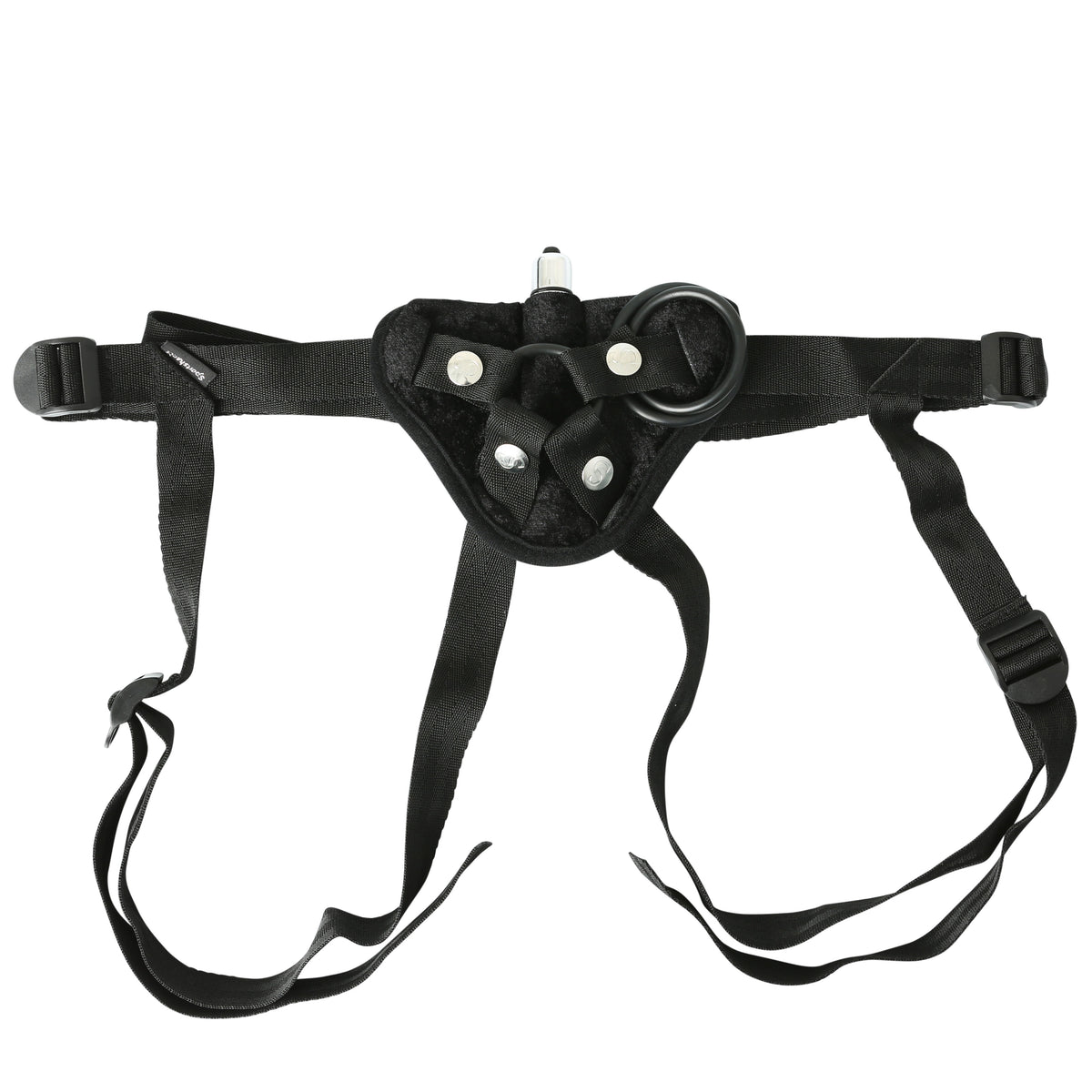 Sportsheets Vibrating Strap-On Harness with Clitoral Vibrator – Velvet Fabric Vibrator Harness > Dildos > Strap On Harnesses