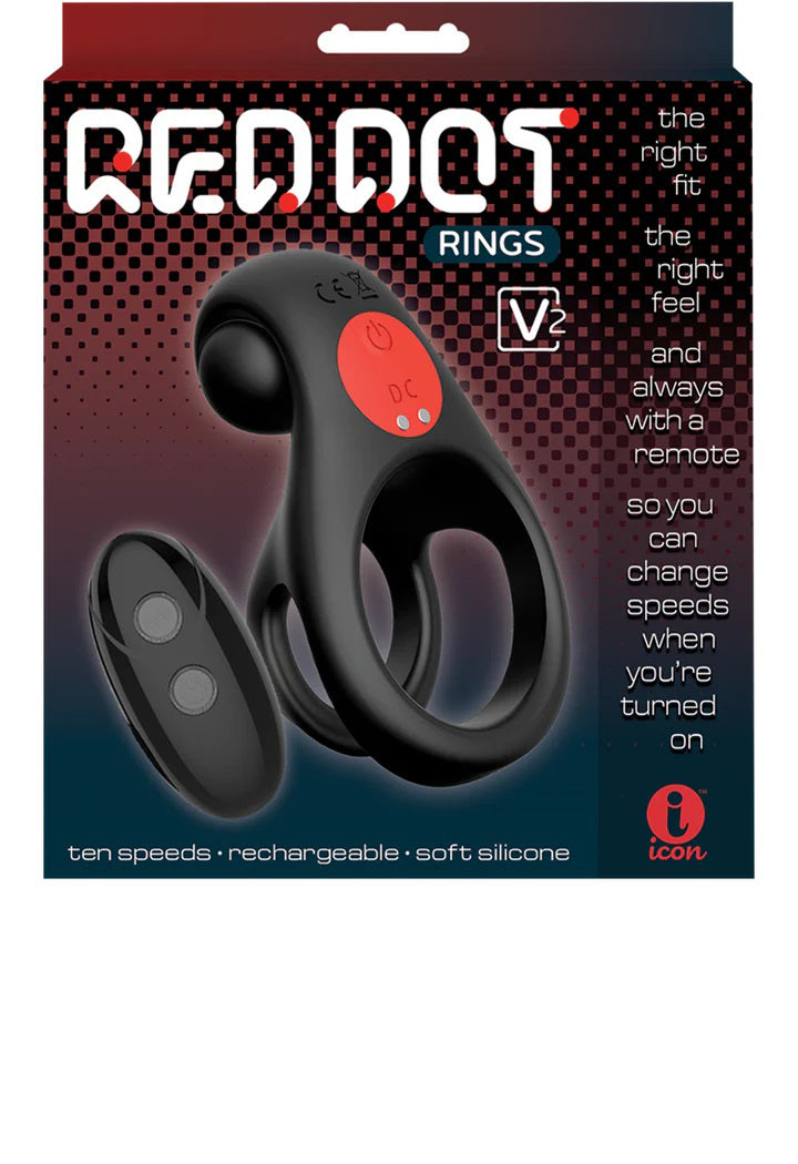 Red Dot Rings V2 USB Rechargeable Vibrating Cock & Ball Ring 10.2cm Cock Rings Vibrating