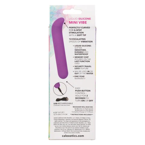 Bliss Liquid Silicone Mini G Vibe Purple USB Rechargeable 10 Speeds BULLETS