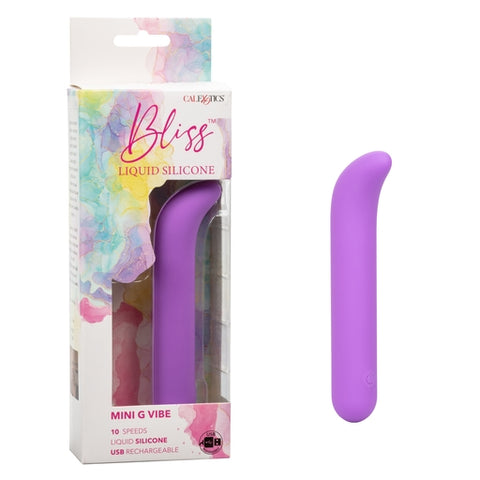 Bliss Liquid Silicone Mini G Vibe Purple USB Rechargeable 10 Speeds BULLETS